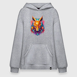 Толстовка-худи оверсайз Кибер лиса, цвет: меланж