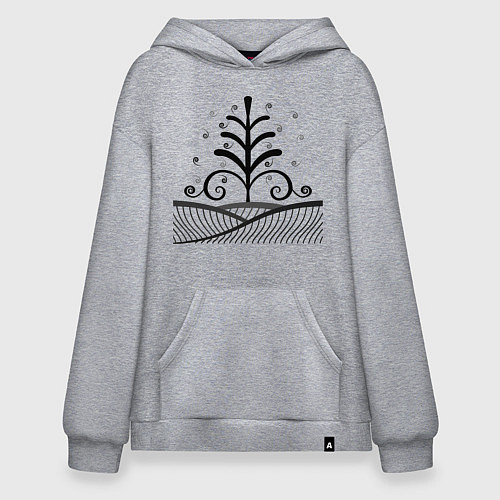Худи оверсайз Силуэт дерева / Меланж – фото 1