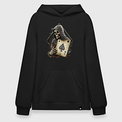 Толстовка-худи оверсайз Скелет с картой, цвет: черный