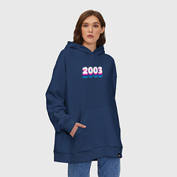 Толстовка-худи оверсайз Made in 2003 vintage art, цвет: тёмно-синий — фото 2