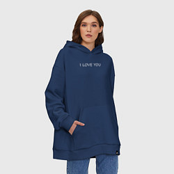 Толстовка-худи оверсайз I love you text, цвет: тёмно-синий — фото 2