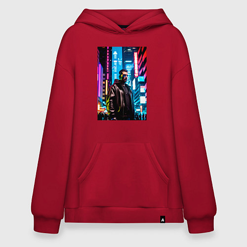 Худи оверсайз Синтвейв Cyberpunk 2 / Красный – фото 1