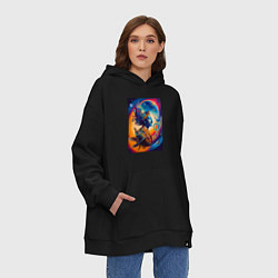 Толстовка-худи оверсайз Salvador Dali - space portrait - neural network, цвет: черный — фото 2