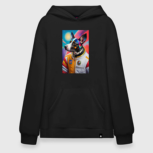 Худи оверсайз Пёс бравый космонавт - нейросеть / Черный – фото 1
