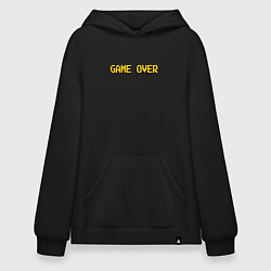 Толстовка-худи оверсайз Game over надпись пикселями, цвет: черный