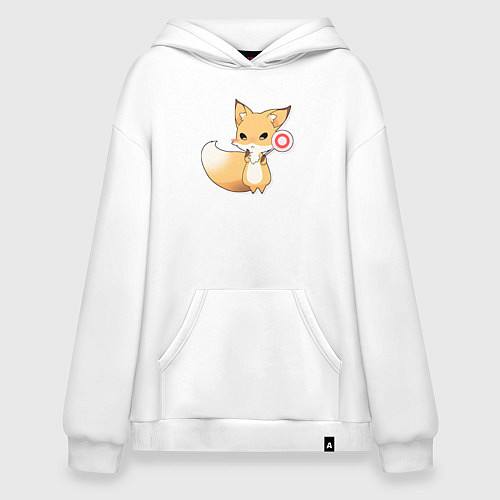 Худи оверсайз Милая лисичка со знаком стоп / Белый – фото 1