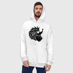 Толстовка-худи оверсайз Хорошо быть ежиком никто не сядет на шею, цвет: белый — фото 2