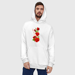 Толстовка-худи оверсайз Прекрасная Полина - букет из роз, цвет: белый — фото 2