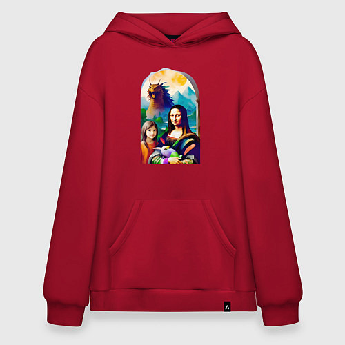 Худи оверсайз Gioconda with her daughter and a dragon / Красный – фото 1