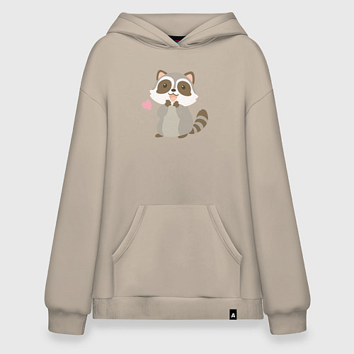 Худи оверсайз Влюблённый енот / Миндальный – фото 1