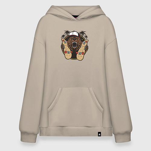 Худи оверсайз Медведь со скейтбордами / Миндальный – фото 1