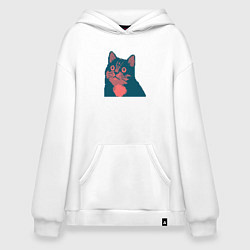 Толстовка-худи оверсайз Vintage pixel cat, цвет: белый