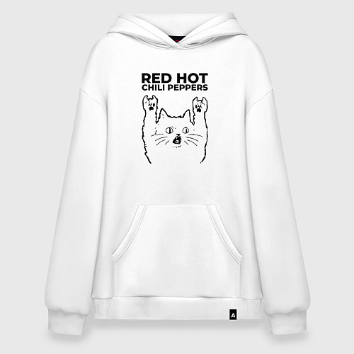 Худи оверсайз Red Hot Chili Peppers - rock cat / Белый – фото 1