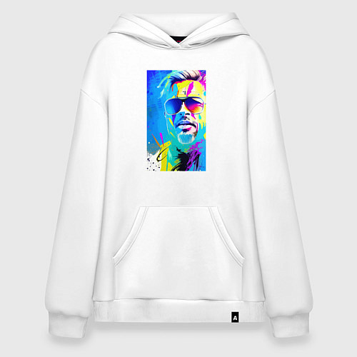 Худи оверсайз Brad Pitt - sketch - pop art / Белый – фото 1