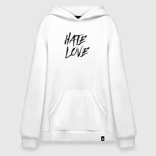 Худи оверсайз Hate love Face / Белый – фото 1