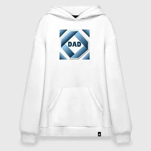 Худи оверсайз Папа, текст в ромбе / Белый – фото 1