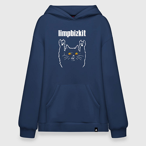 Худи оверсайз Limp Bizkit rock cat / Тёмно-синий – фото 1