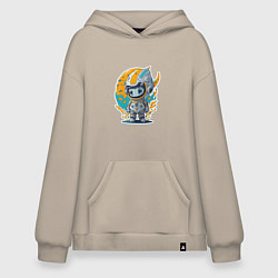 Толстовка-худи оверсайз Маленький инопланетянин, цвет: миндальный