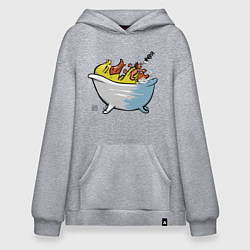 Толстовка-худи оверсайз Уточка в ванне, цвет: меланж