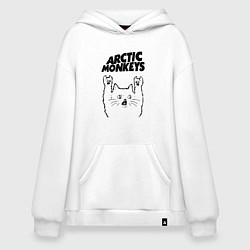 Толстовка-худи оверсайз Arctic Monkeys - rock cat, цвет: белый