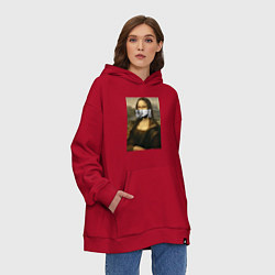 Толстовка-худи оверсайз Мона Лиза Да Винчи, цвет: красный — фото 2