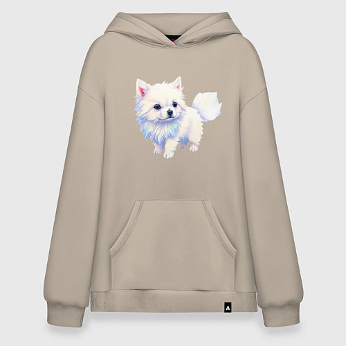 Худи оверсайз Милый пушистый щеночек / Миндальный – фото 1
