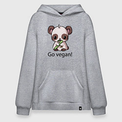 Толстовка-худи оверсайз Go vegan - motto, цвет: меланж