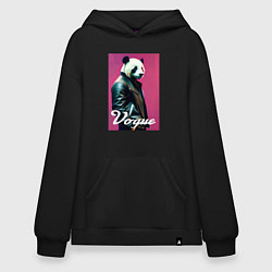 Толстовка-худи оверсайз Панда - модный чувак, цвет: черный