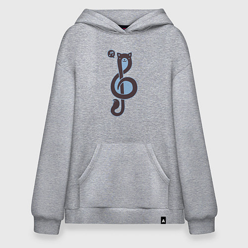Худи оверсайз Музыкальный котик / Меланж – фото 1