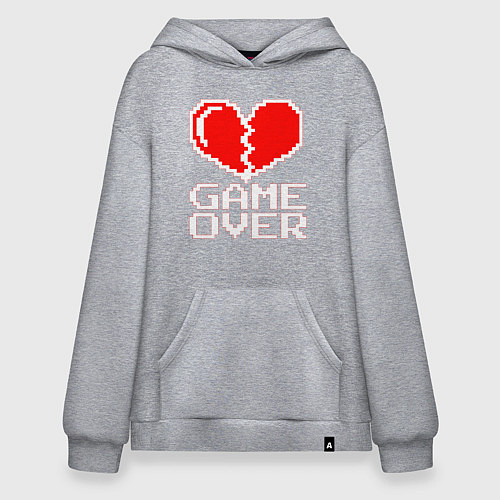 Худи оверсайз Game Over на красном фоне / Меланж – фото 1