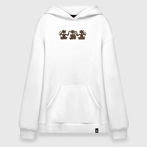 Худи оверсайз Три обезьяны / Белый – фото 1