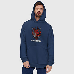 Толстовка-худи оверсайз Samurai logo, цвет: тёмно-синий — фото 2