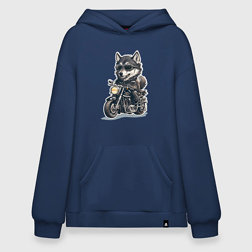 Худи оверсайз Волчья сила на двух колесах / Тёмно-синий – фото 1