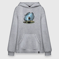 Толстовка-худи оверсайз Дурак на холме ловит молнию, цвет: меланж