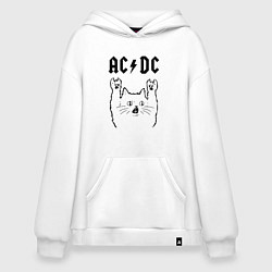 Толстовка-худи оверсайз AC DC - rock cat, цвет: белый