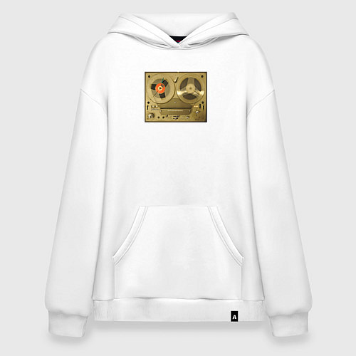 Худи оверсайз Ретро магнитофон / Белый – фото 1