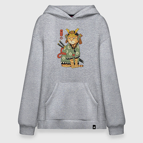 Худи оверсайз Samurai battle cat / Меланж – фото 1