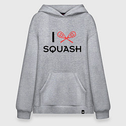 Толстовка-худи оверсайз I Love Squash, цвет: меланж