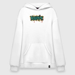 Толстовка-худи оверсайз Happy mood, цвет: белый
