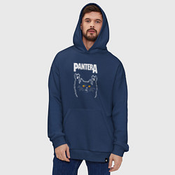 Толстовка-худи оверсайз Pantera rock cat, цвет: тёмно-синий — фото 2