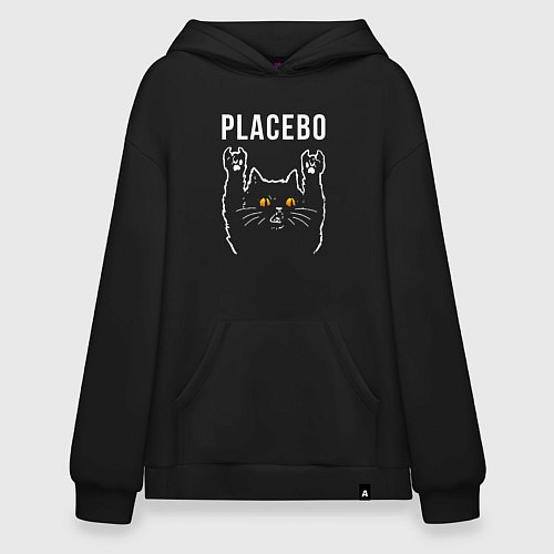 Худи оверсайз Placebo rock cat / Черный – фото 1