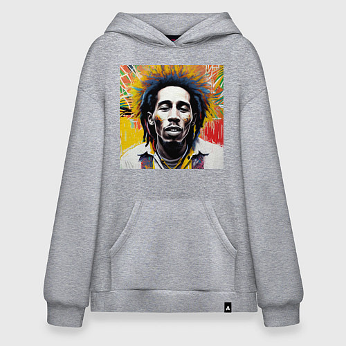 Худи оверсайз Арт Граффити Боб Марли / Меланж – фото 1