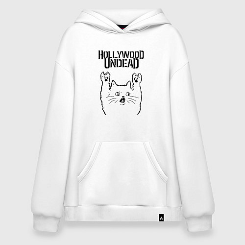 Худи оверсайз Hollywood Undead - rock cat / Белый – фото 1