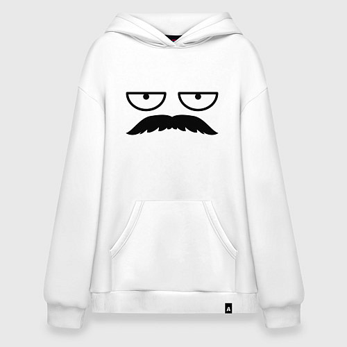 Худи оверсайз Эмодзи Рон Свонсон с усами / Белый – фото 1