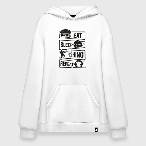 Худи оверсайз Eat sleep fishing repeat / Белый – фото 1