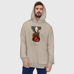 Толстовка-худи оверсайз Saitama fist, цвет: миндальный — фото 2