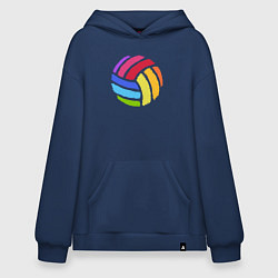 Толстовка-худи оверсайз Rainbow volleyball, цвет: тёмно-синий