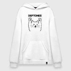 Толстовка-худи оверсайз Deftones - rock cat, цвет: белый