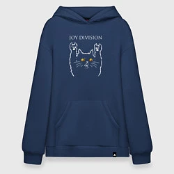 Толстовка-худи оверсайз Joy Division rock cat, цвет: тёмно-синий