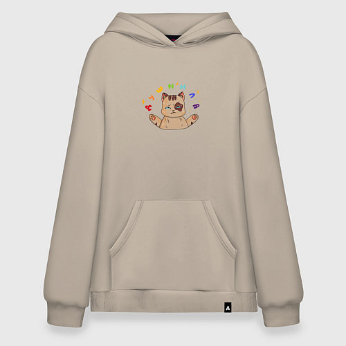 Худи оверсайз Котик душнила / Миндальный – фото 1